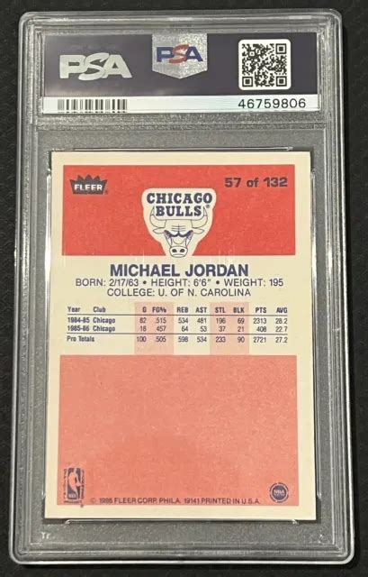 Carte Recrue Michael Jordan Fleer Rc Chicago Bulls Psa Nm