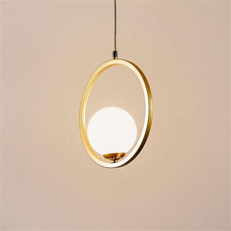 Vienna Hanging Light Opal Glass Brass 1 Bulb Uk