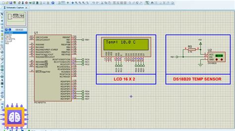 Pic16f877 Ds18b20 Sensor Proteus Simulation Youtube