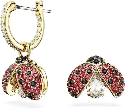 Swarovski Idyllia Boucles d oreilles pendantes Coccinelle Rouge Plaqué