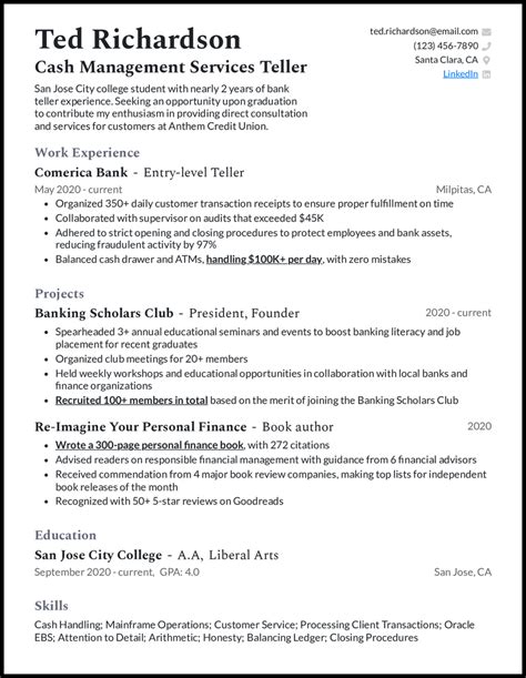 9 Bank Teller Resume Examples And Templates