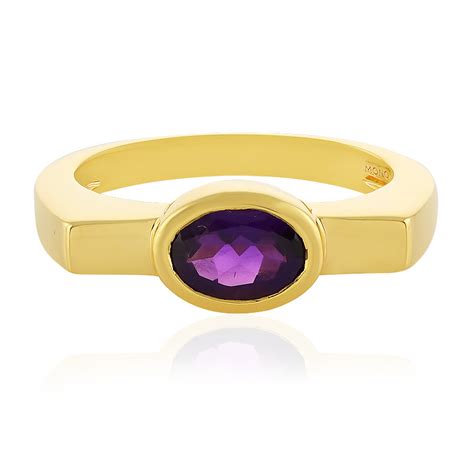 Brasilianischer Ct Amethyst Goldplattierter Silberring