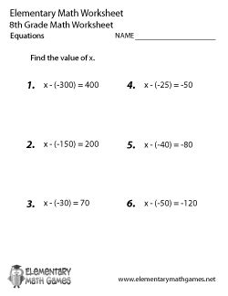 Eighth Grade Math Worksheets