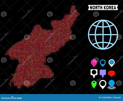 Dotted Halftone North Korea Map Stock Vector Illustration Of Korean