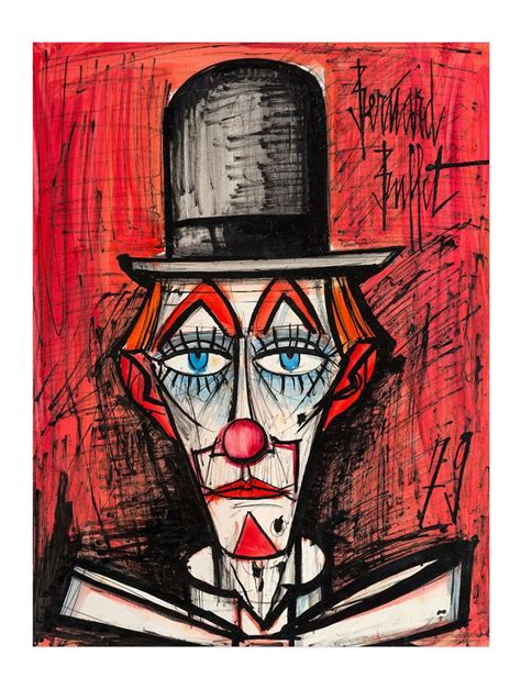 Bernard Buffet Le Clown Rouge Quirky Art Rooster Painting