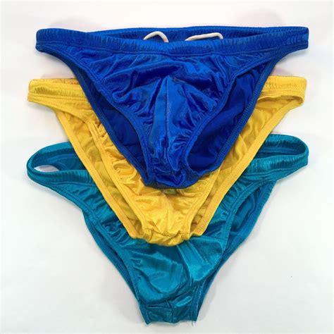 K Y Mens Fashion Swim Bikini Swimsuit Low Rise Shiny Satin Knit Fabric Ebay