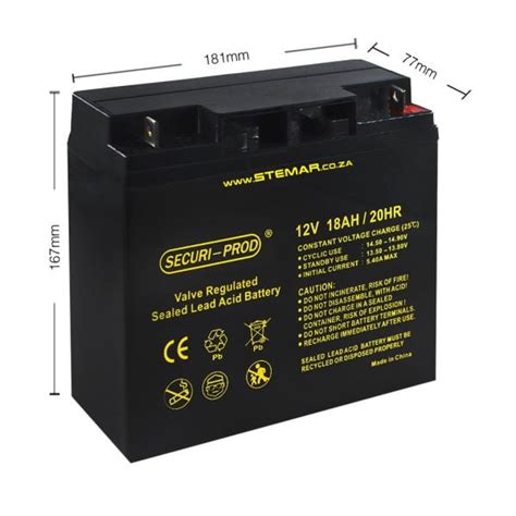 Securi Prod 12v 18ah Sla Battery Stemar Security Systems