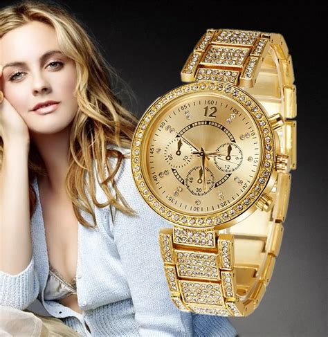 Gold And Silver Watch Luxury Crystal Women Quartz Wristwatch Fashion Rhinestone Watch Casual