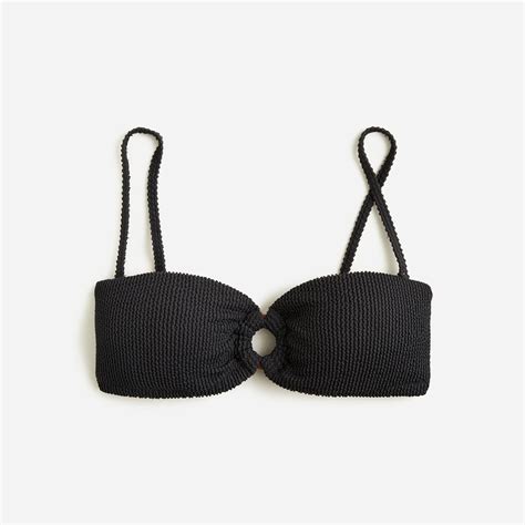 J Crew Heritage Textured O Ring Bandeau Bikini Top For Women