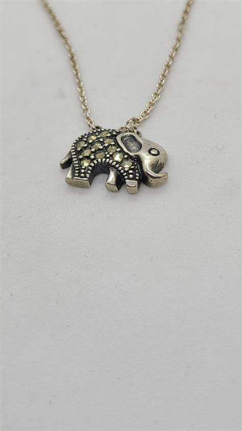 Silver Elephant Necklace Gem