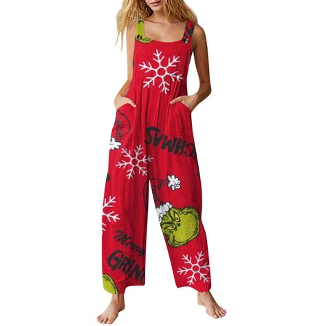 Seasonal Offers Christmas Grinch Costume Jumpsuit Women S Christmas