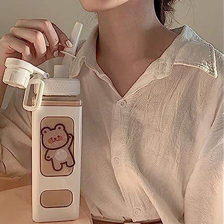 Amazon PEXIZUAN Kawaii Bear Water Bottle With Straw Sport Plastic