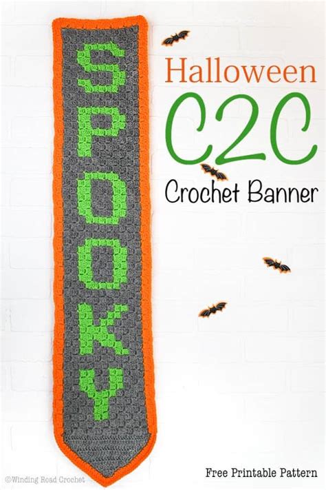 Halloween Corner to Corner Crochet Banner Free Crochet Pattern - Winding Road Crochet