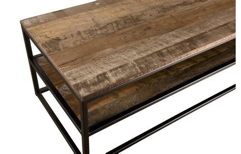 Table Basse Rectangle Bois Massif Et Métal 2 étagères Sula Decome Store