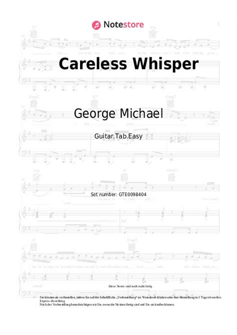 George Michael Careless Whisper Noten Für Gitarren Downloaden Für