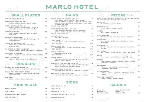 Menu At Marlo Hotel Pub And Bar Marlo