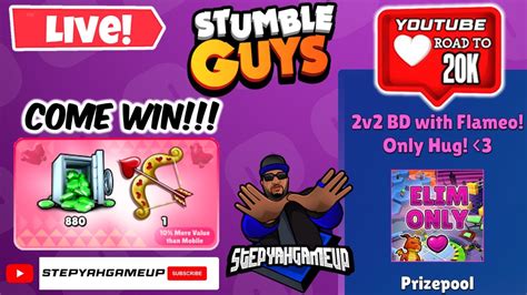 Live Game Stumble Guys Cupid Arrows Gem Giveaway Flameo Elim V