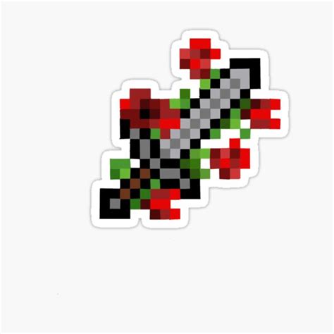 "Minecraft sword with red flowers" Sticker by hgmarbibi | Redbubble