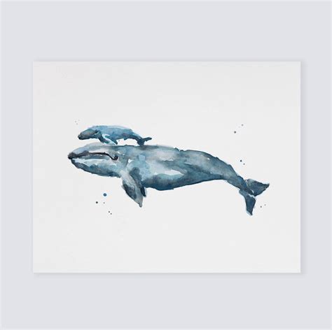 Mom baby whale watercolor print 8×10 inches – Artofit