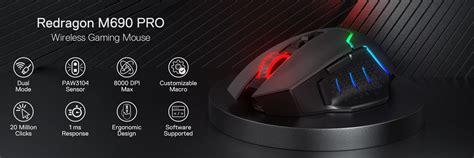 Redragon MIRAGE M690 PRO Wireless Gaming Mouse with Rapid Fire Key ...