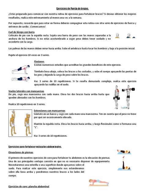 Ejercicios de Fuerza de Brazos | PDF | Asociación de Futbol | Equipos