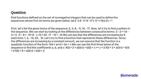 Solved Find Functions Defined On The Set Of Nonnegative Integers That