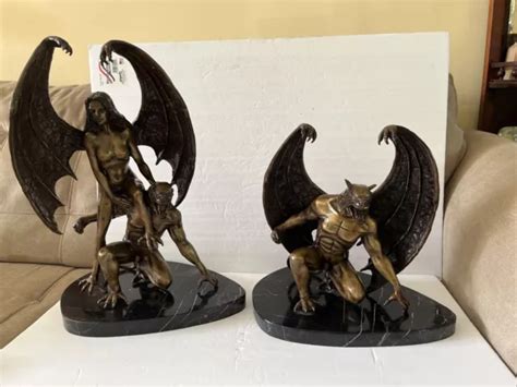 RARE NUDE MALE Winged Demon Lucifer Satan Devil Bronze Statue Sculpture Signed PicClick UK