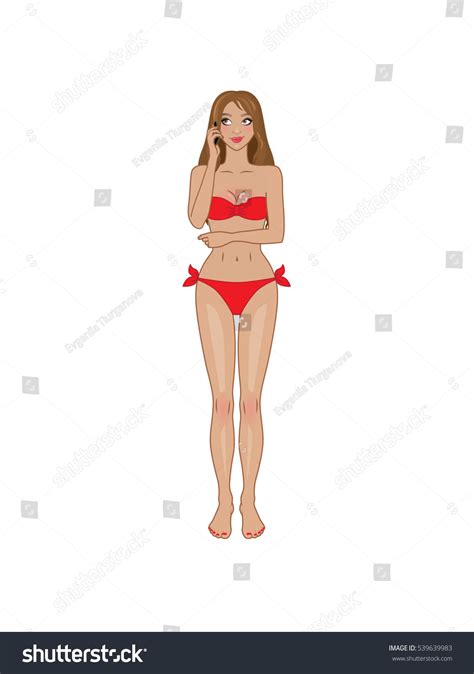 Vector Sexy Brownhaired Girl Red Bikini Stock Vector Royalty Free Shutterstock