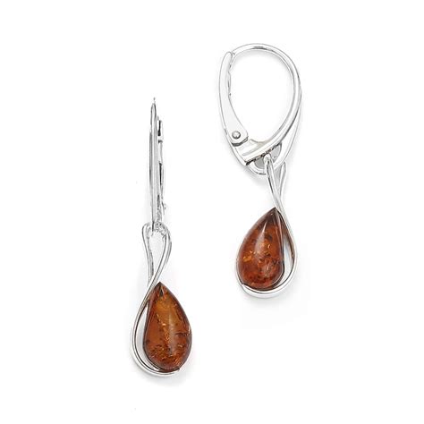 Boucles D Oreilles Ambre Cognac Et Argent 925 1000 8 115 Bijoux