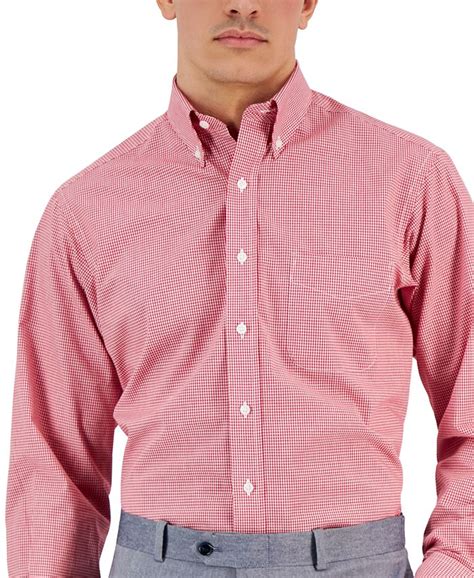 Club Room Mens Regular Fit Mini Gingham Dress Shirt Created For Macy