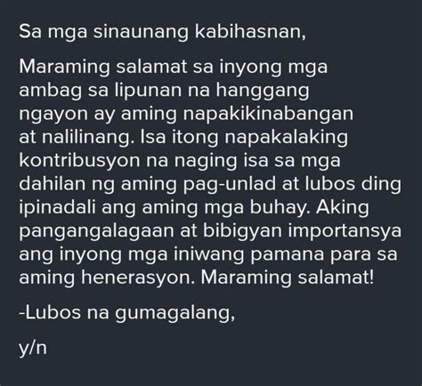 Gawain 6 Liham Pasasalamat Open Letterasa Iyong Sagutang Papel