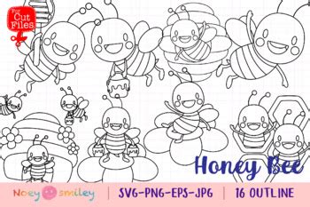 Honey Bee Outline Clipart By Noey Smiley TPT