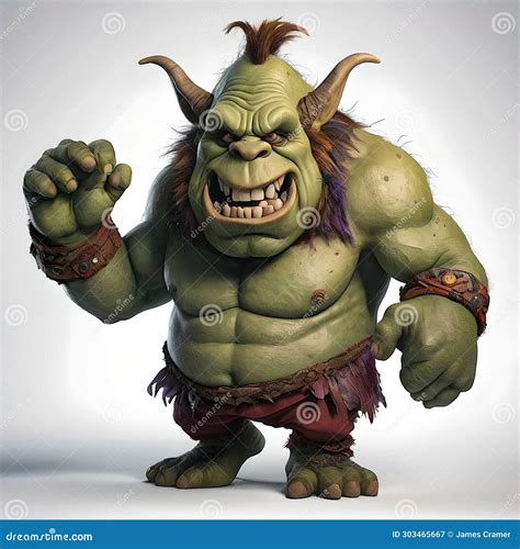 Ogre Standing In A Mystical Forest Environment Royalty Free Stock Image