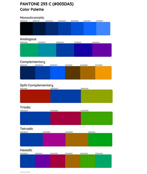 PANTONE 293 C Color Palettes Colorxs