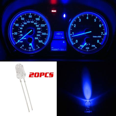 20x Blue 5mm Mini Bulbs Instrument Cluster Panel Gauge Led Light For