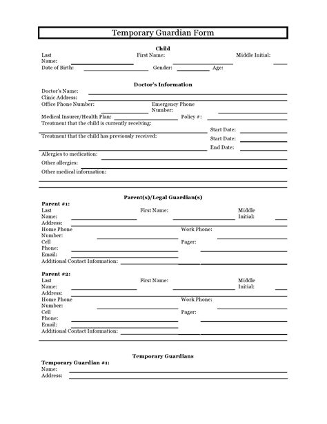 Temporary Custody Pdf Printable Temporary Guardianship Form Printable