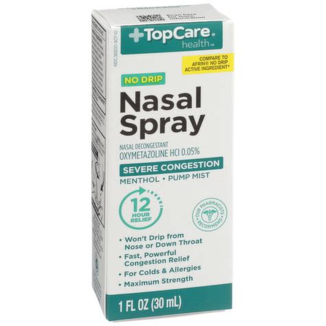 Topcare Severe Congestion Nasal Decongestant Oxymetazoline Hcl 0 05 Nasal Spray Menthol