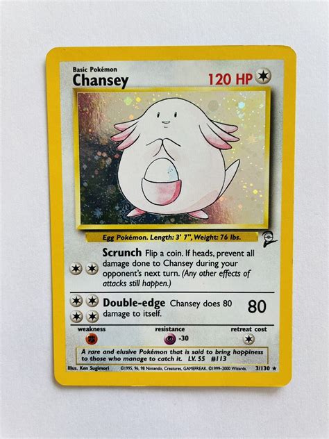 Pokemon Wotc Base Set Rare Holo Chansey Lp Swirl For Sale