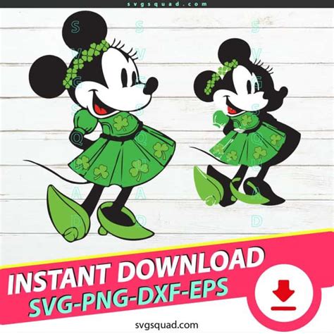 Disney Minnie Mouse Shamrock Dress St Patricks Day Svg Cricut