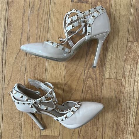 Top Moda Shoes Top Moda Nude Studded Heels Poshmark