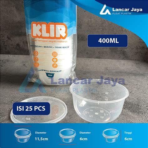 Jual Thinwall Klir Mangkok 400 ML Bowl Mangkok Makan Plastik 25 Pcs