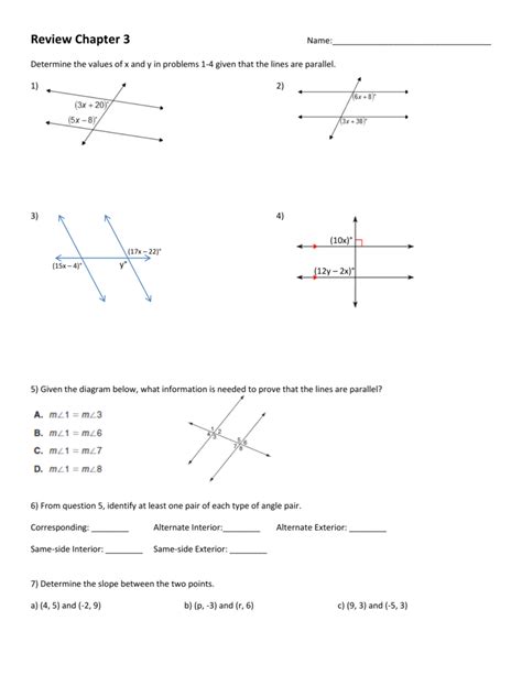 Parallel Lines And Transversals Worksheets Answers