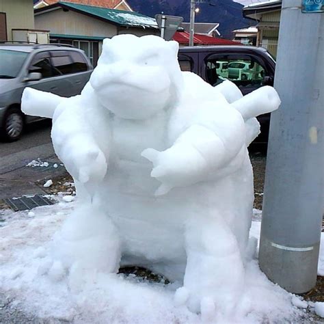 Creative Snow Sculptures Appear In Streets Of Japan After A Heavy ...