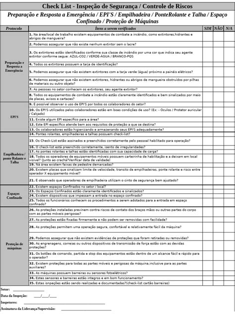 O Que É Um Check List - Check List de Segurança e Riscos | PDF