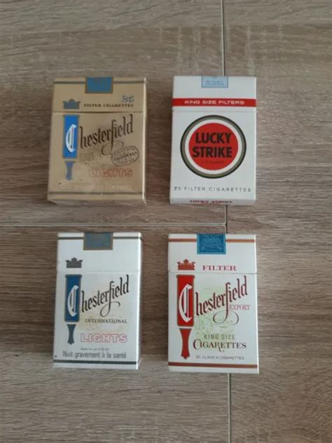 LOT DE 4 Anciens Paquets Vides De Cigarettes Chesterfield Et Lucky