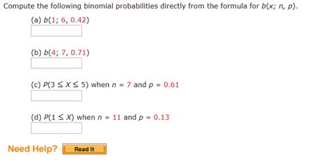 Solved Compute The Following Binomial Probabilities Directly Chegg