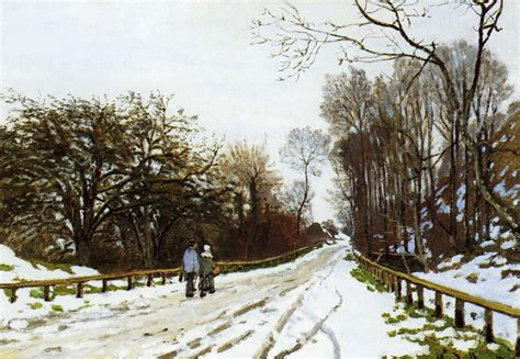 Claude Monet Road By Saint Sim On Farm Snow Effect