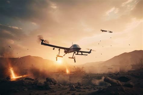 Drone flying in the sky. Military concept. Selective focus, Military ...