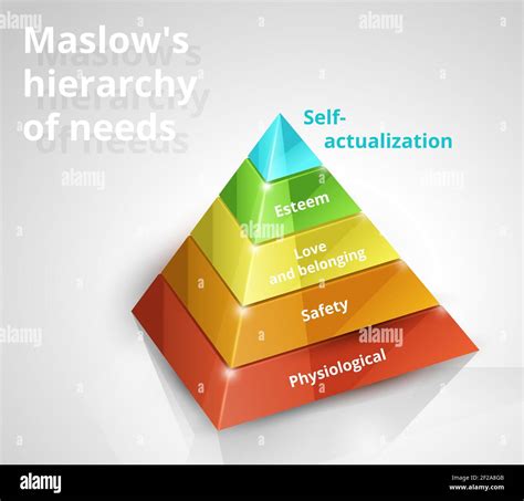 Hiérarchie pyramidale maslow du diagramme vectoriel 3d des besoins sur