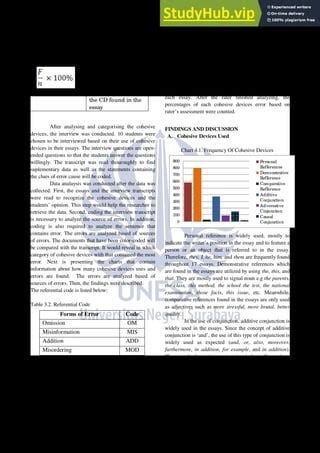 Analysis On Cohesive Devices Errors In Efl University Students